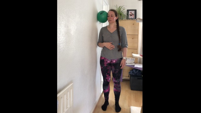 Neck pain rehab, neck strength with resistance in front and rotation Part 4